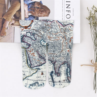 Geography Map Drawing Socks