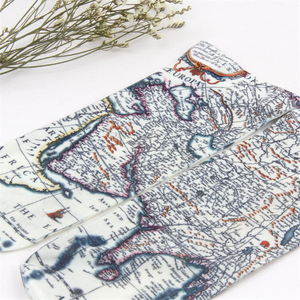 Geography Map Drawing Socks