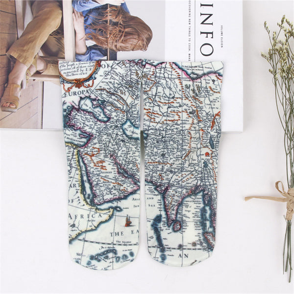 Geography Map Drawing Socks
