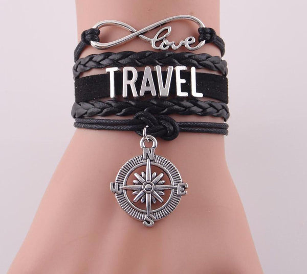 Infinity Love Travel & Compass Charm Wrap Bracelets