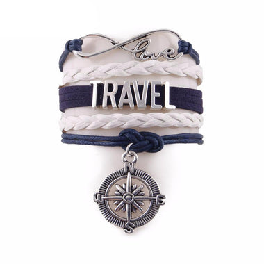 Infinity Love Travel & Compass Charm Wrap Bracelets