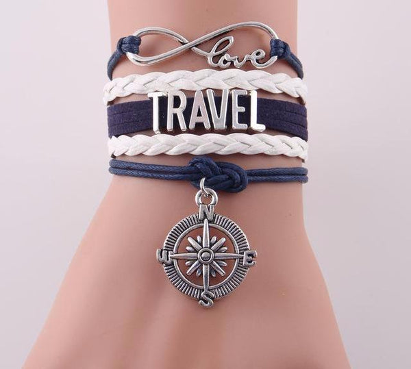 Infinity Love Travel & Compass Charm Wrap Bracelets