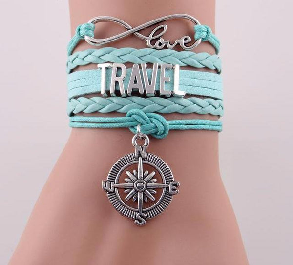 Infinity Love Travel & Compass Charm Wrap Bracelets