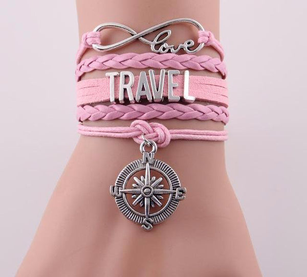 Infinity Love Travel & Compass Charm Wrap Bracelets