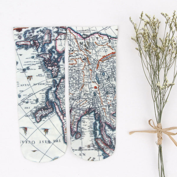 Geography Map Drawing Socks